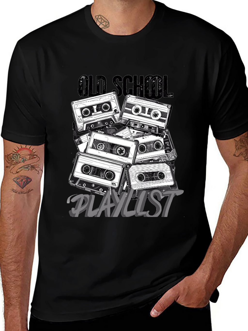 Retro Cassette Tape Old School Playlist T-Shirt