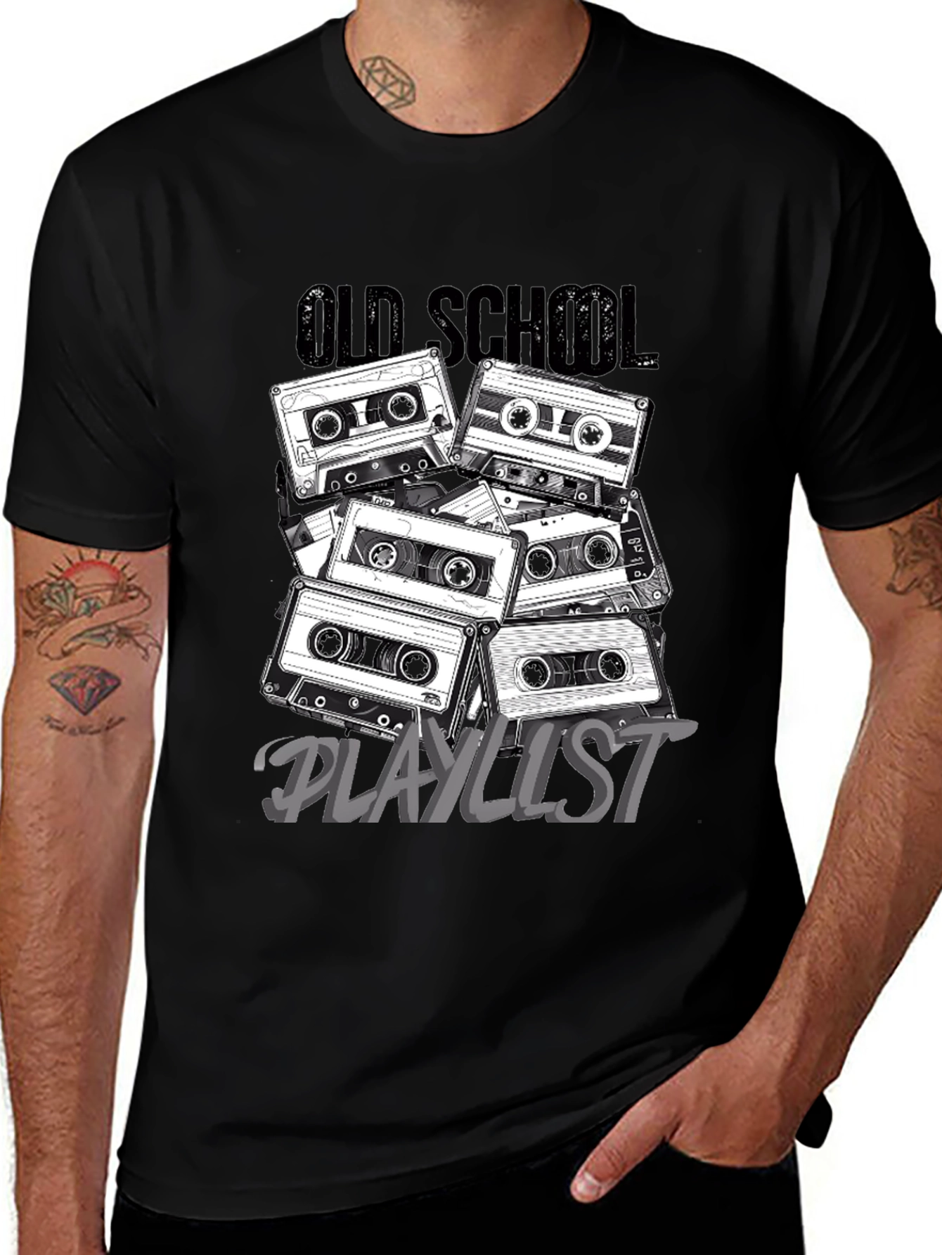 Retro Cassette Tape Old School Playlist T-Shirt