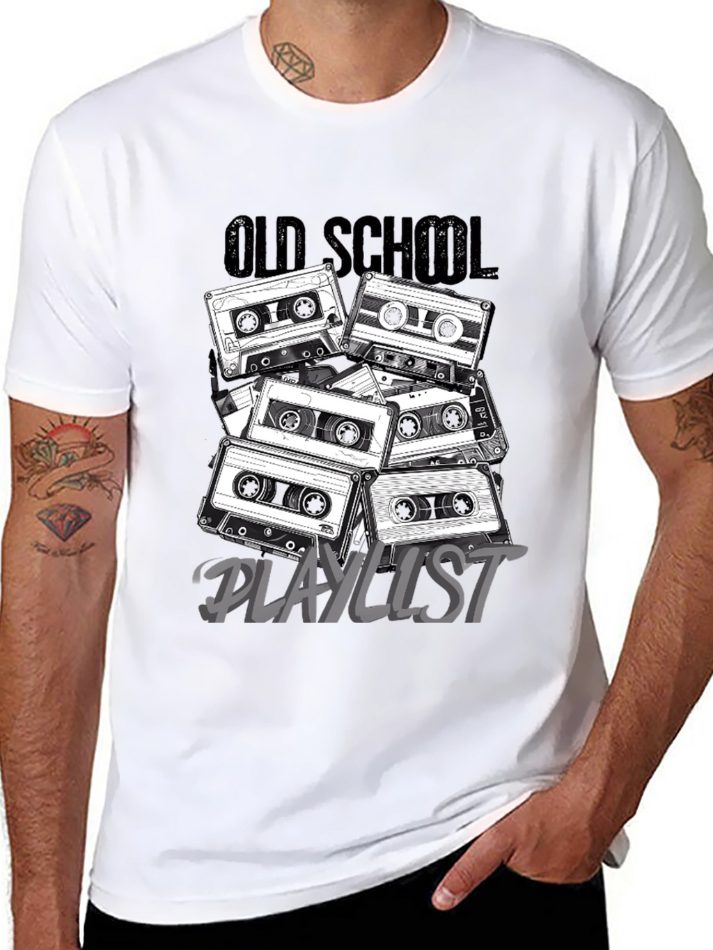 Retro Cassette Tape Old School Playlist T-Shirt
