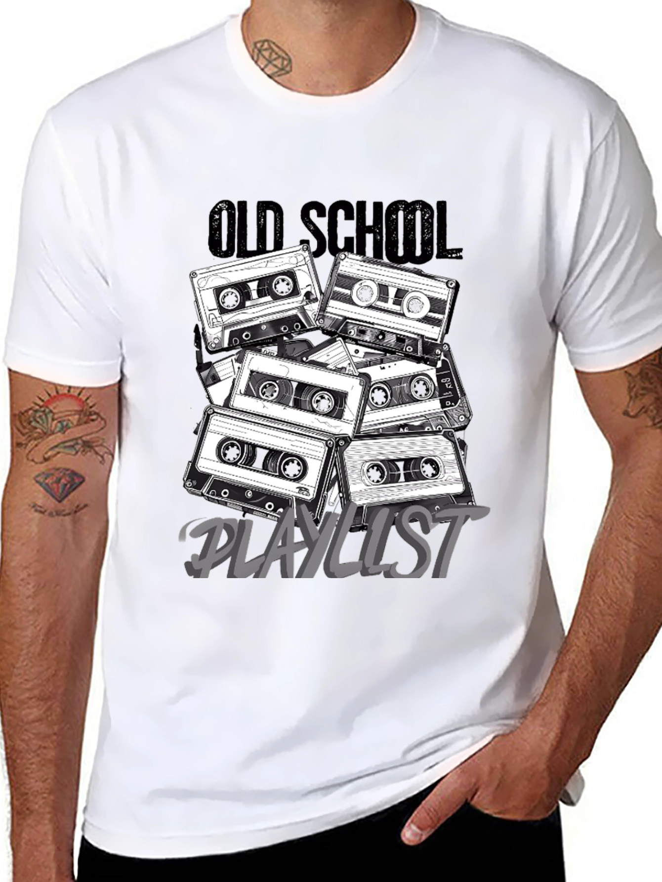 Retro Cassette Tape Old School Playlist T-Shirt