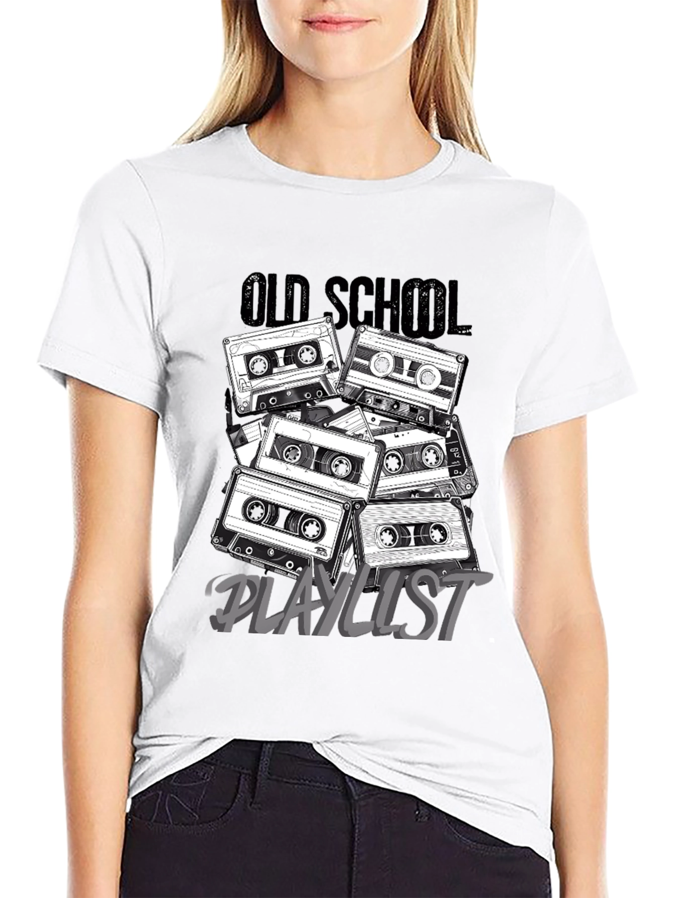 Retro Cassette Tape Old School Playlist T-Shirt