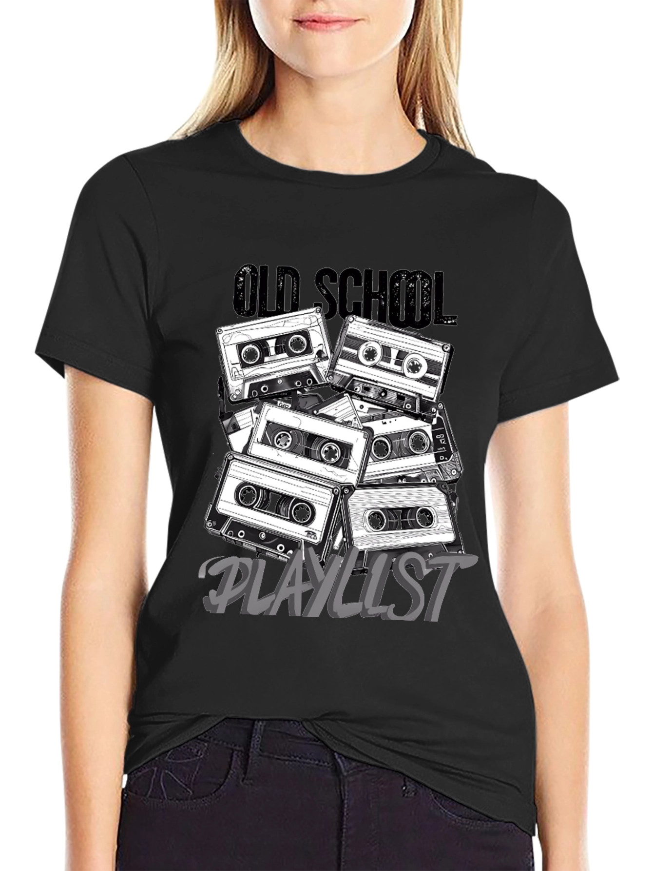 Retro Cassette Tape Old School Playlist T-Shirt