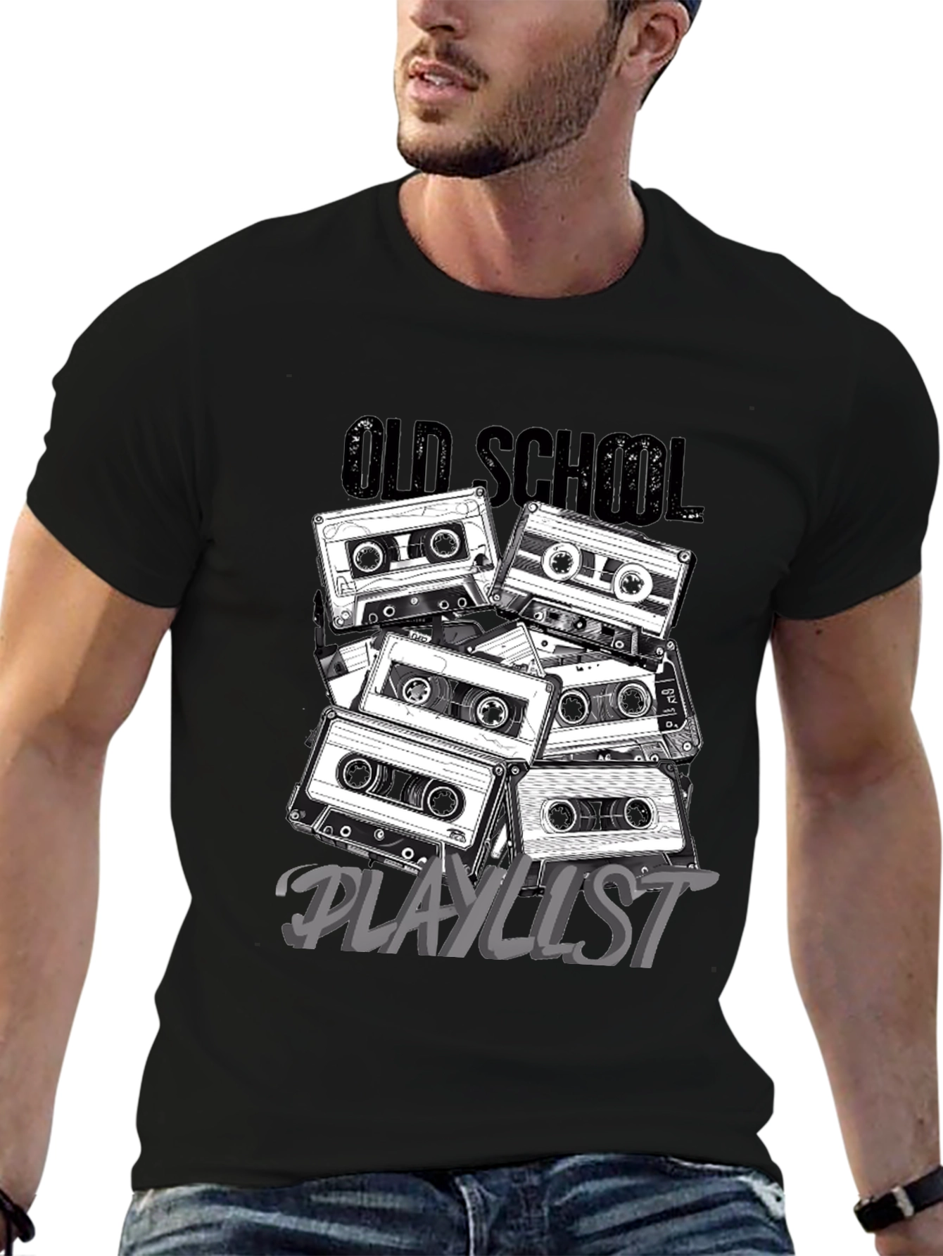 Retro Cassette Tape Old School Playlist T-Shirt