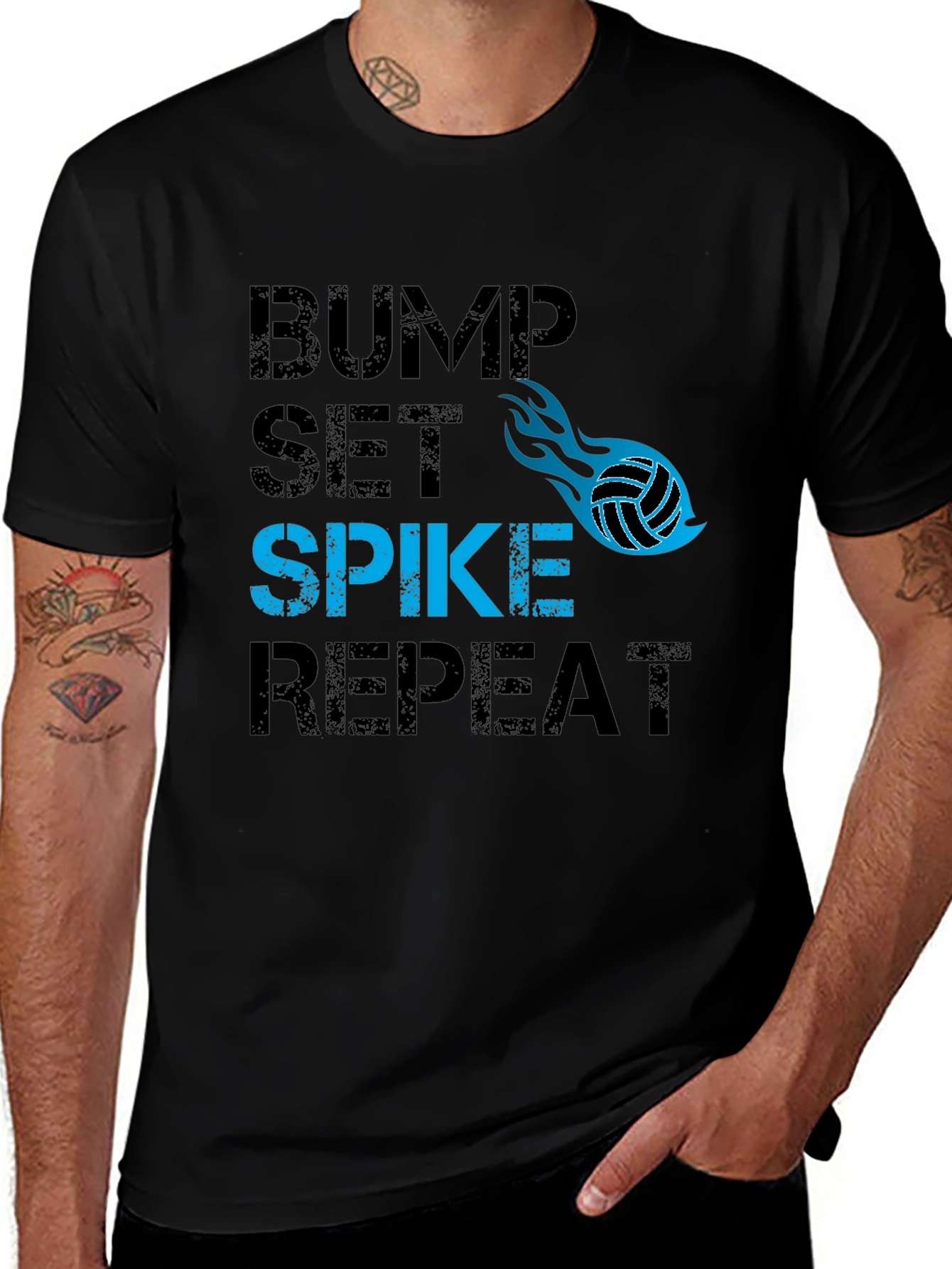 Volleyball Bump Set Spike Repeat Graphic Tee