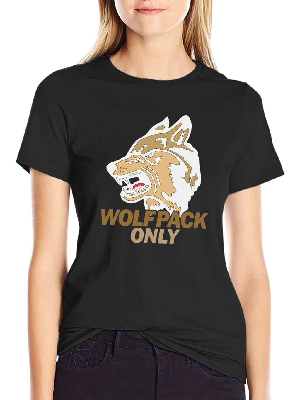 Wolfpack Only Graphic Tee - Black Cotton T-Shirt