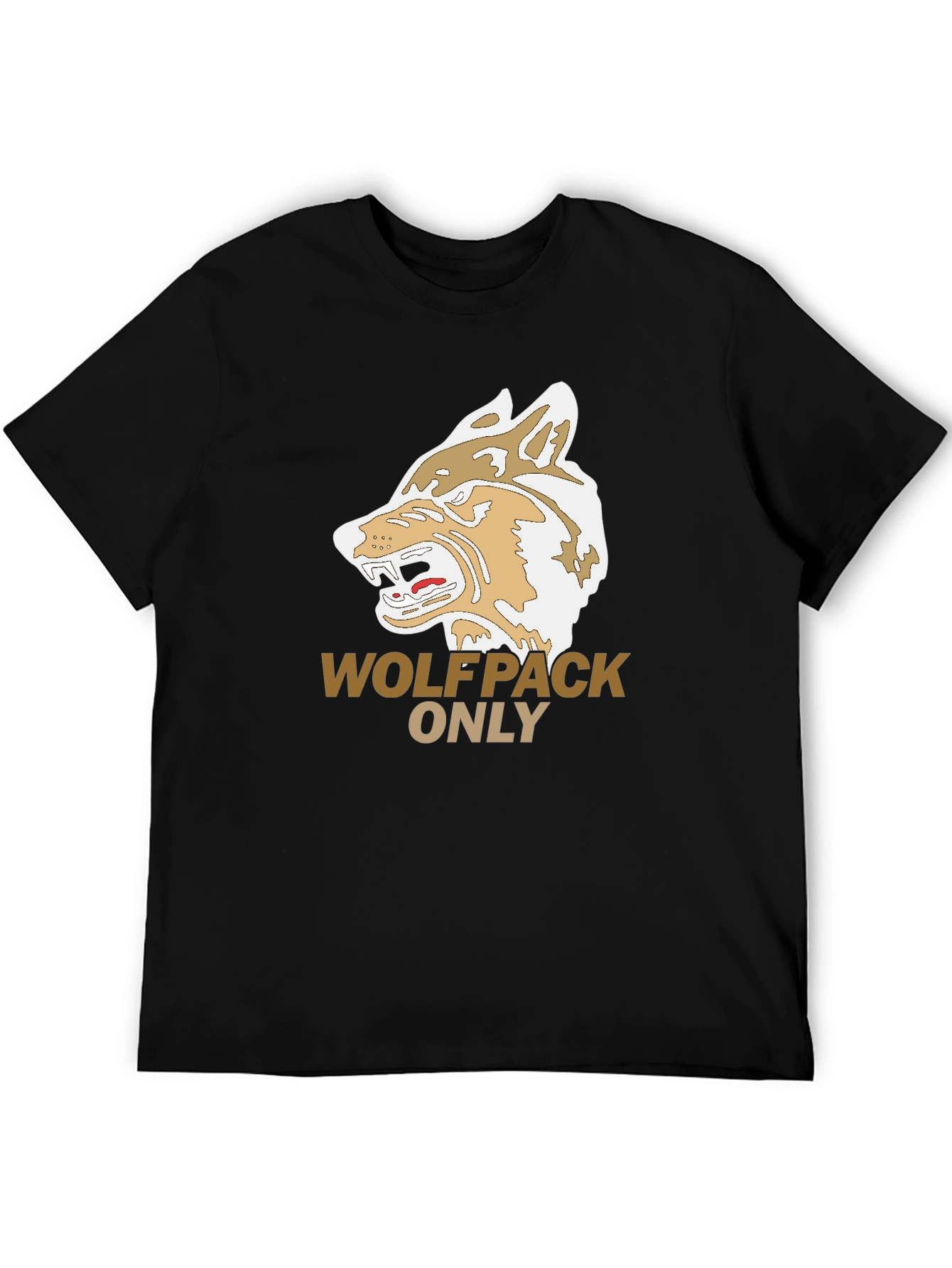 Wolfpack Only Graphic Tee - Black Cotton T-Shirt