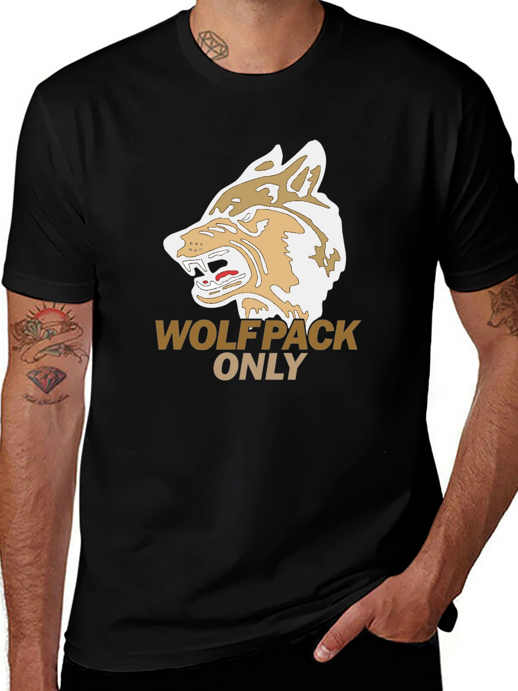 Wolfpack Only Graphic Tee - Black Cotton T-Shirt