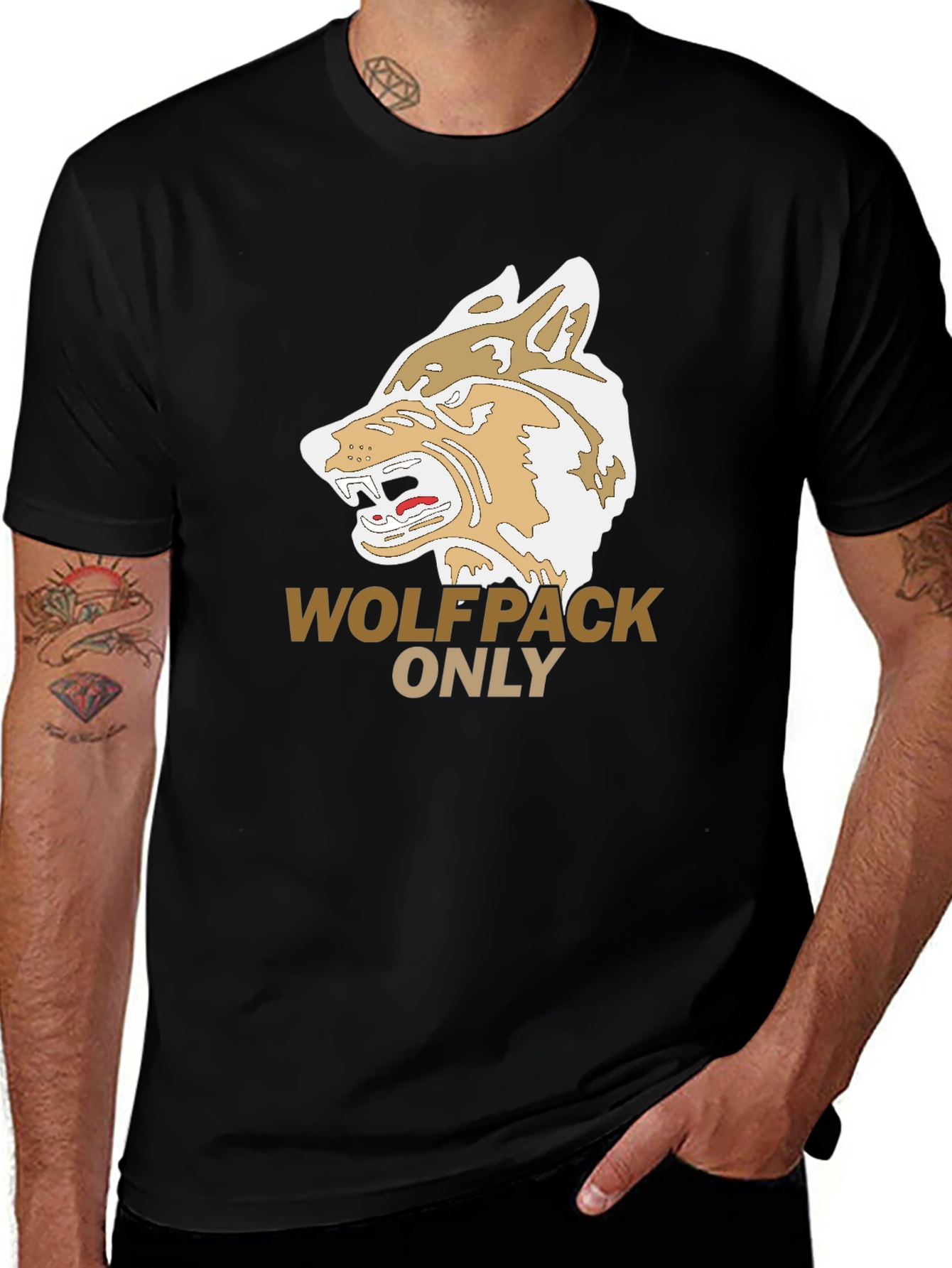 Wolfpack Only Graphic Tee - Black Cotton T-Shirt