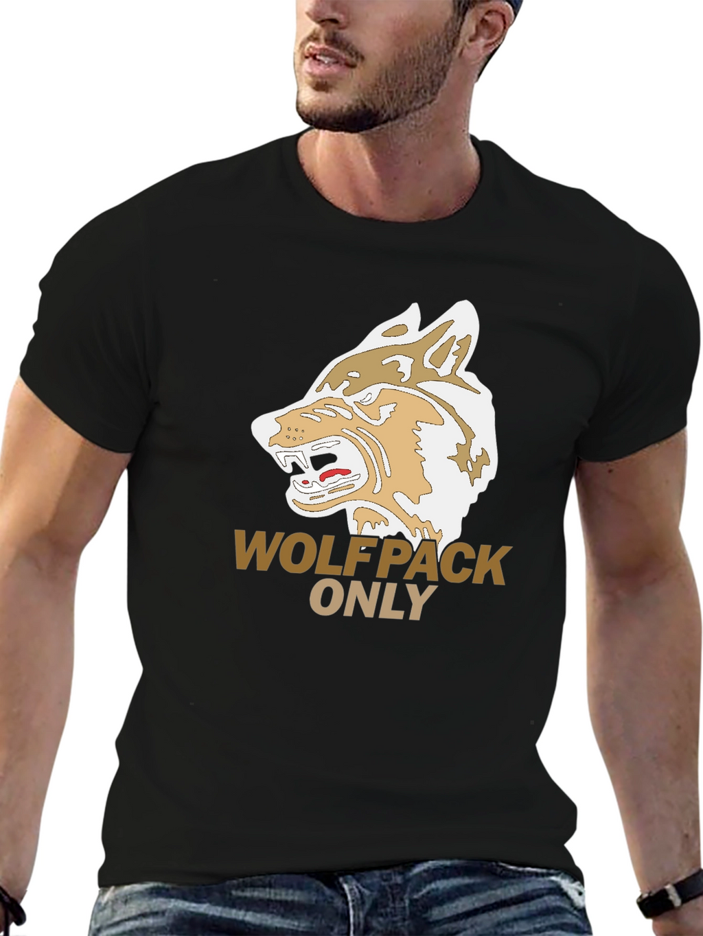 Wolfpack Only Graphic Tee - Black Cotton T-Shirt