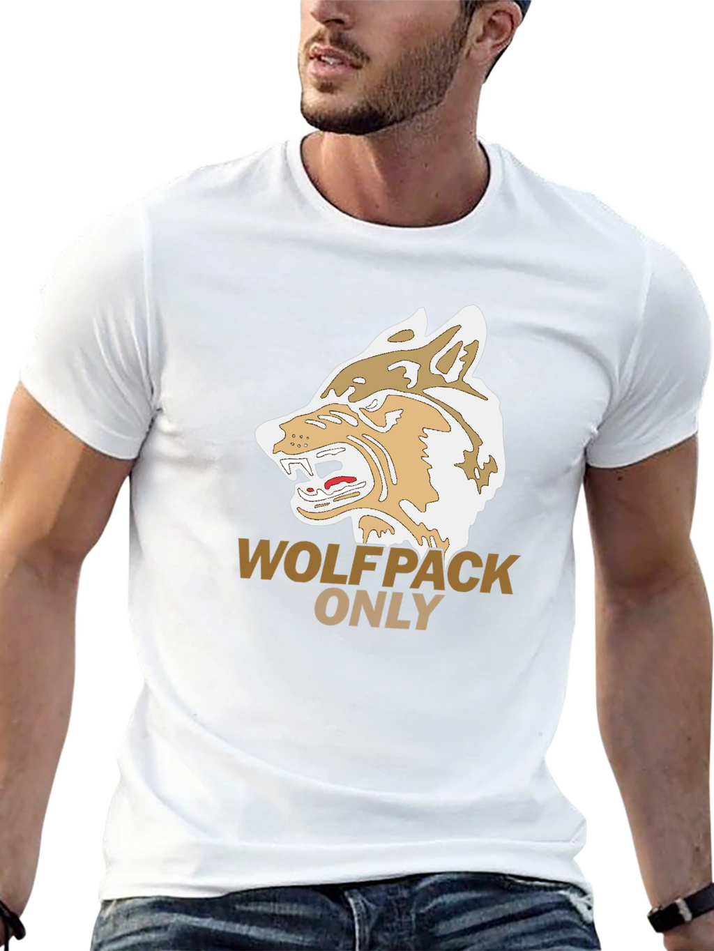 Wolfpack Only Graphic Tee - Black Cotton T-Shirt