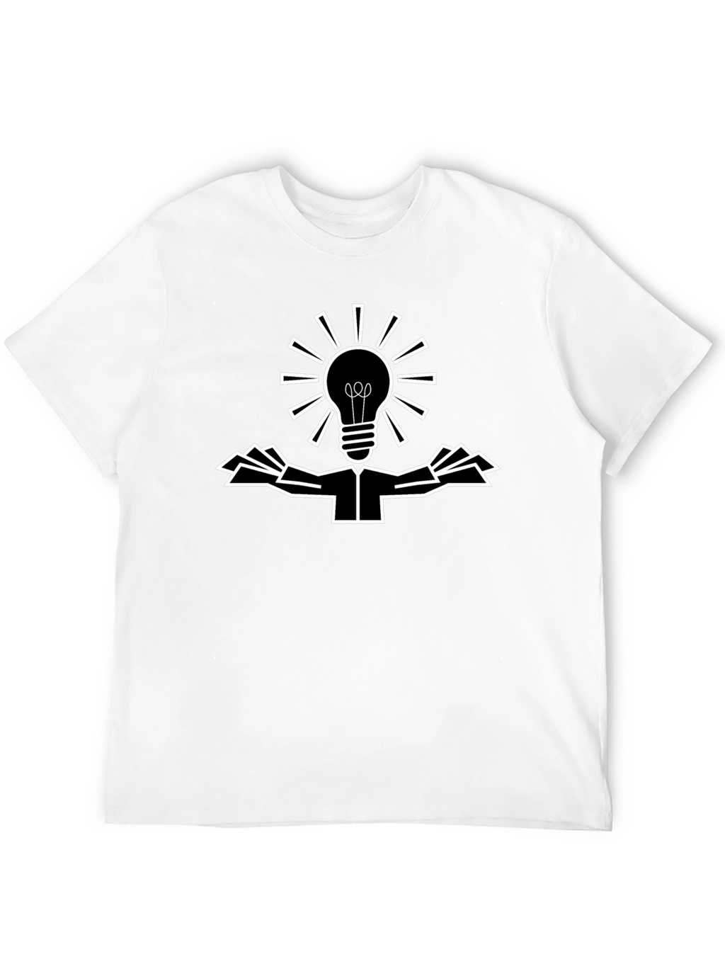 Creative Light Bulb Graphic Tee - Black Cotton Shirt