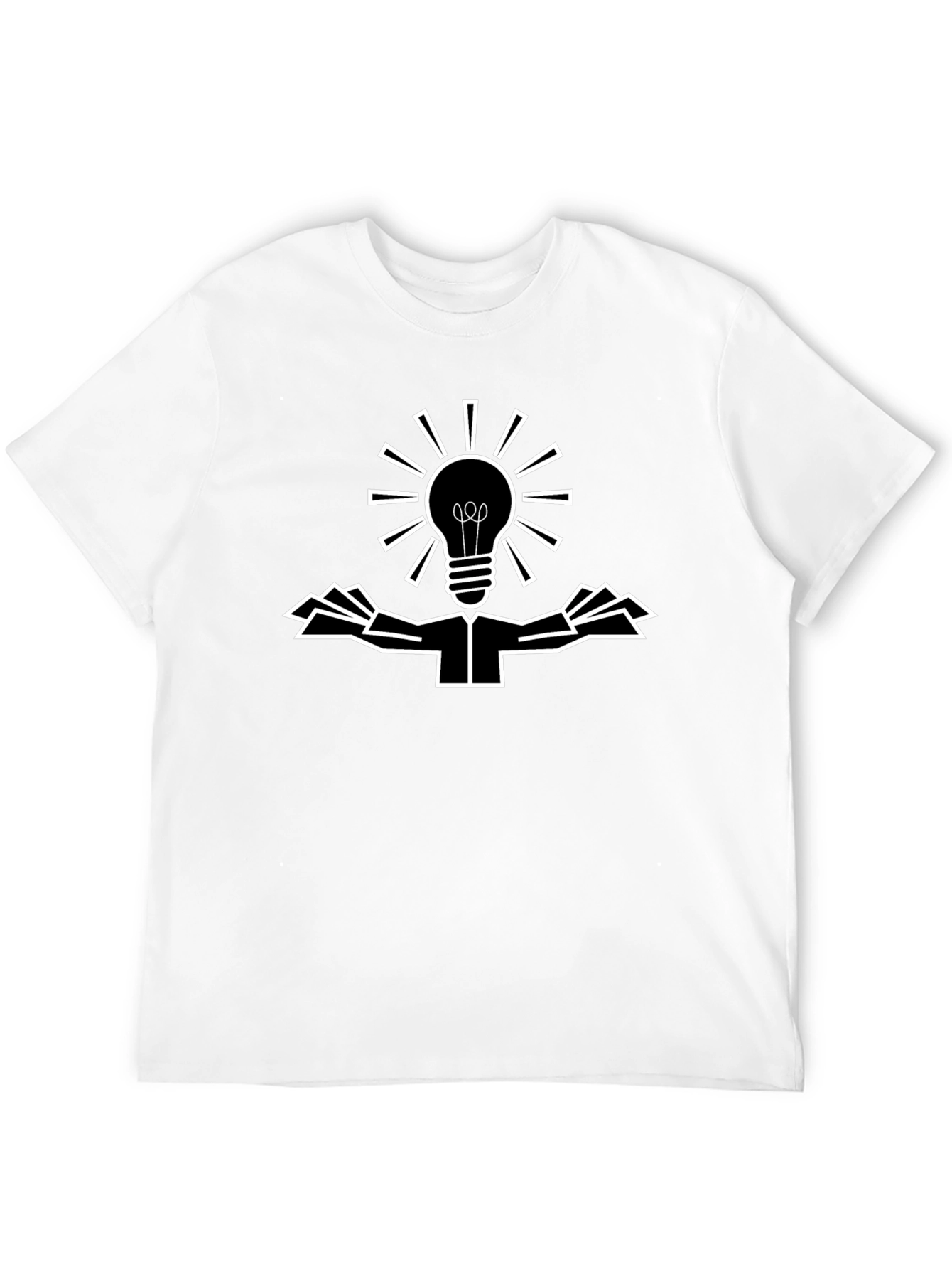 Creative Light Bulb Graphic Tee - Black Cotton Shirt