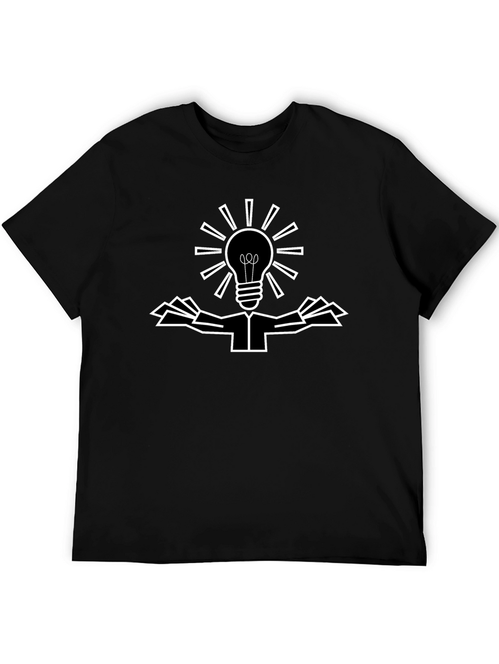 Creative Light Bulb Graphic Tee - Black Cotton Shirt