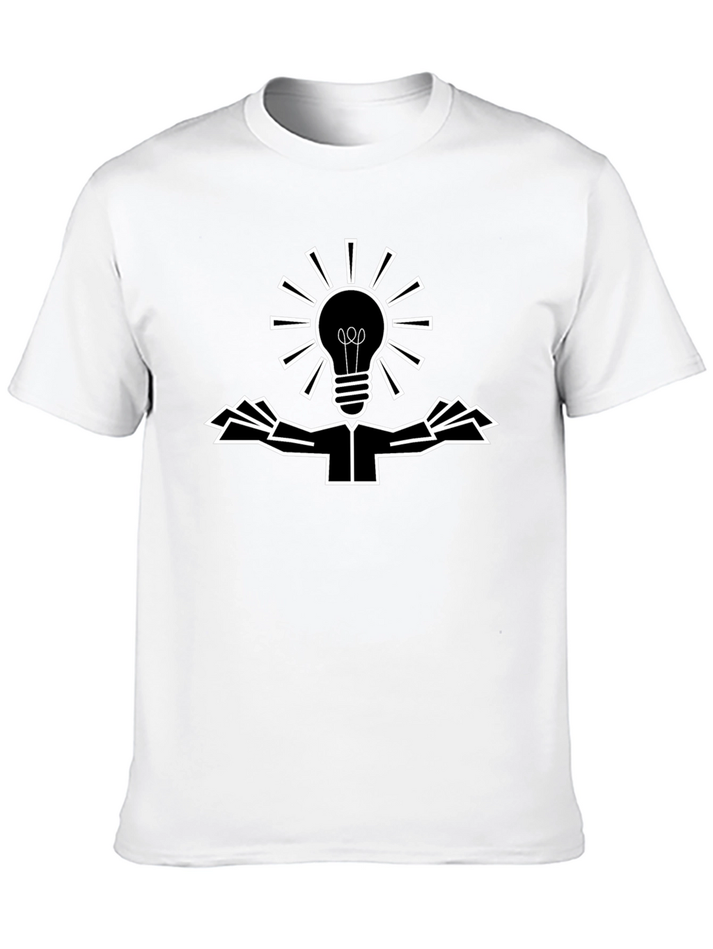 Creative Light Bulb Graphic Tee - Black Cotton Shirt