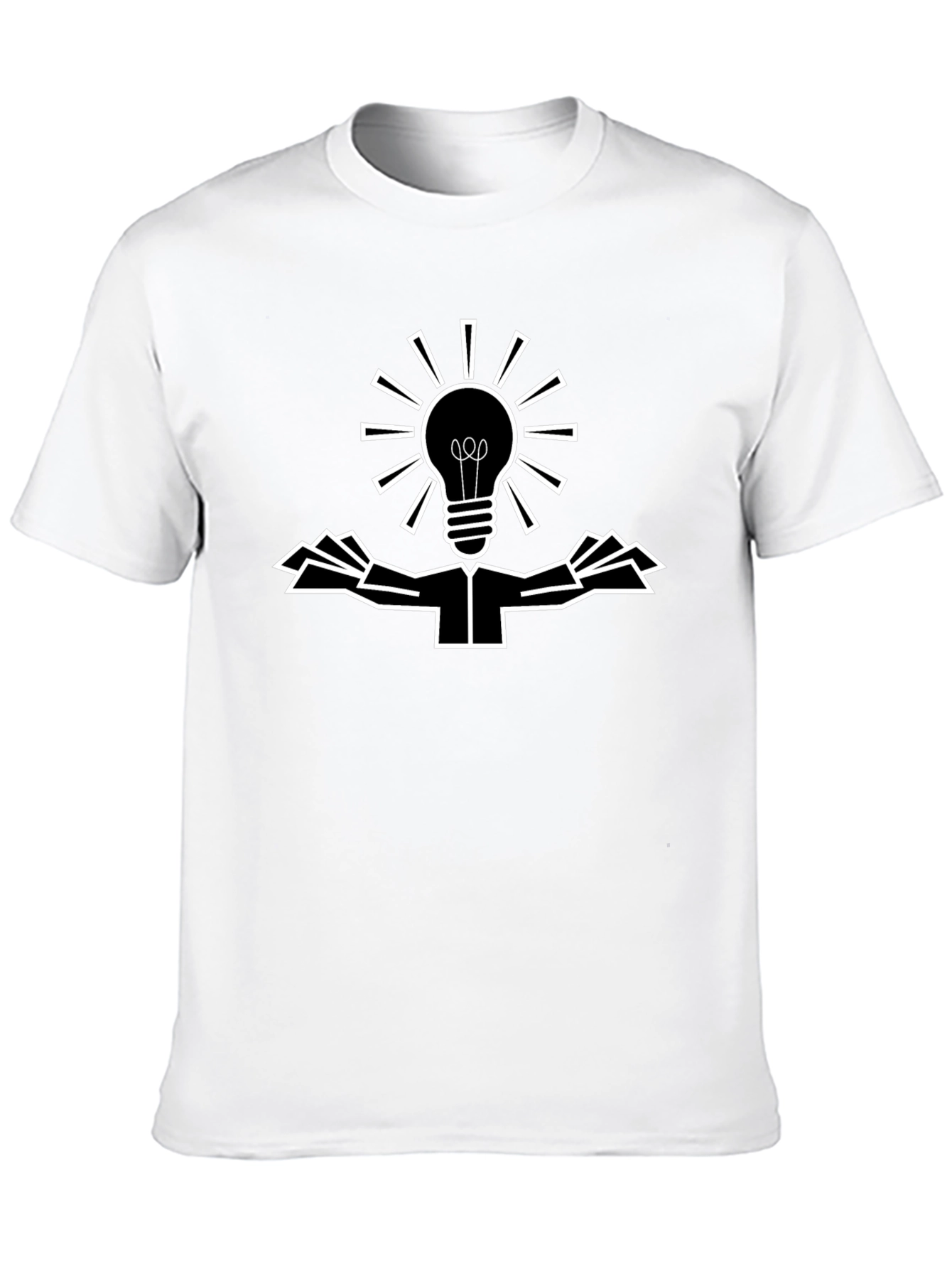 Creative Light Bulb Graphic Tee - Black Cotton Shirt