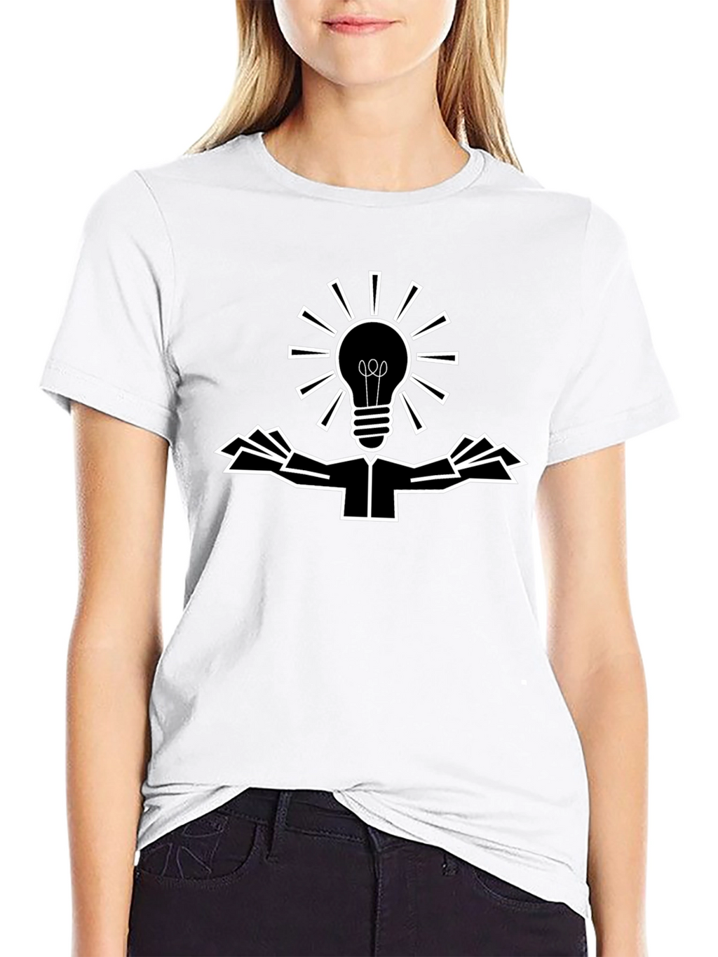 Creative Light Bulb Graphic Tee - Black Cotton Shirt