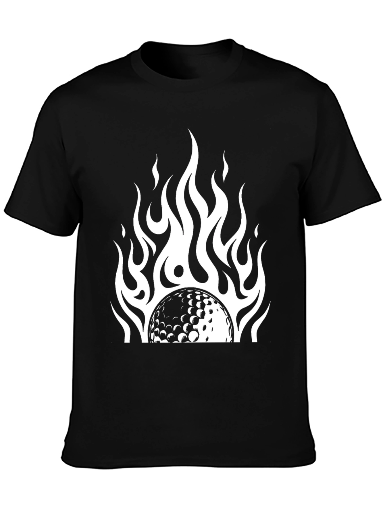 Flaming Golf Ball Black Tee - Stylish & Unique