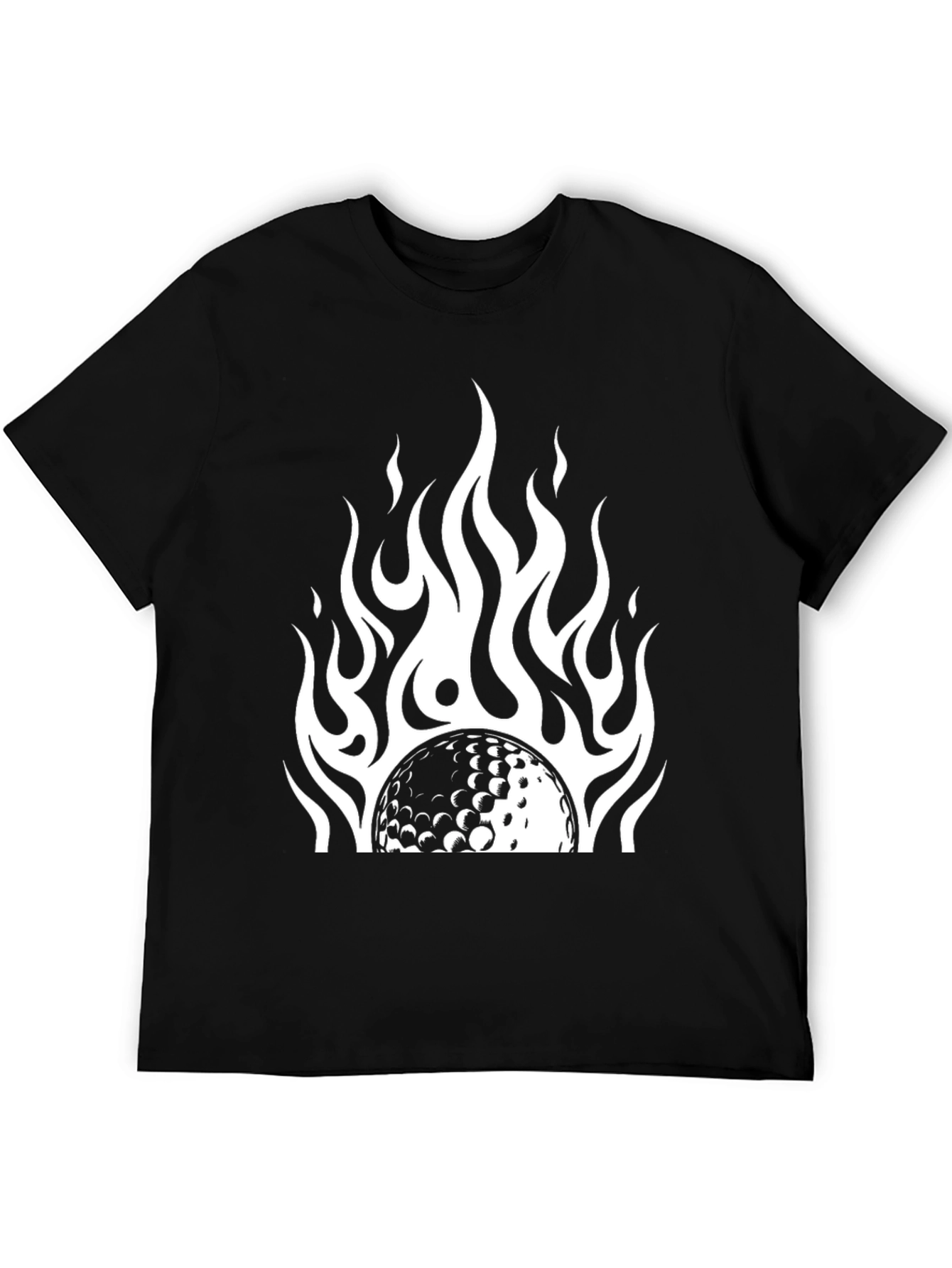 Flaming Golf Ball Black Tee - Stylish & Unique
