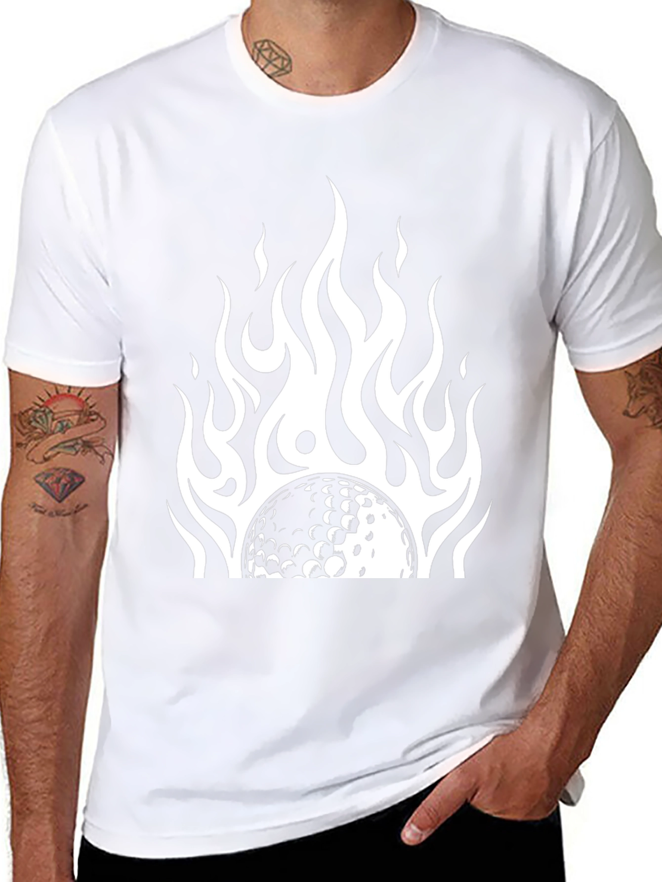 Flaming Golf Ball Black Tee - Stylish & Unique