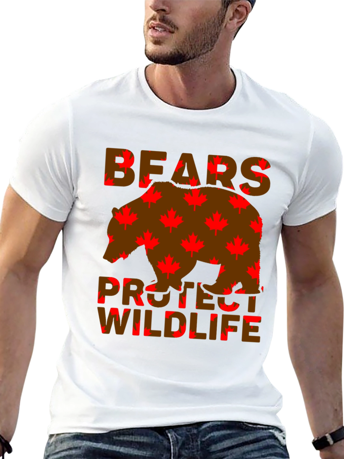 Bears Protect Wildlife Maple Leaf T-Shirt