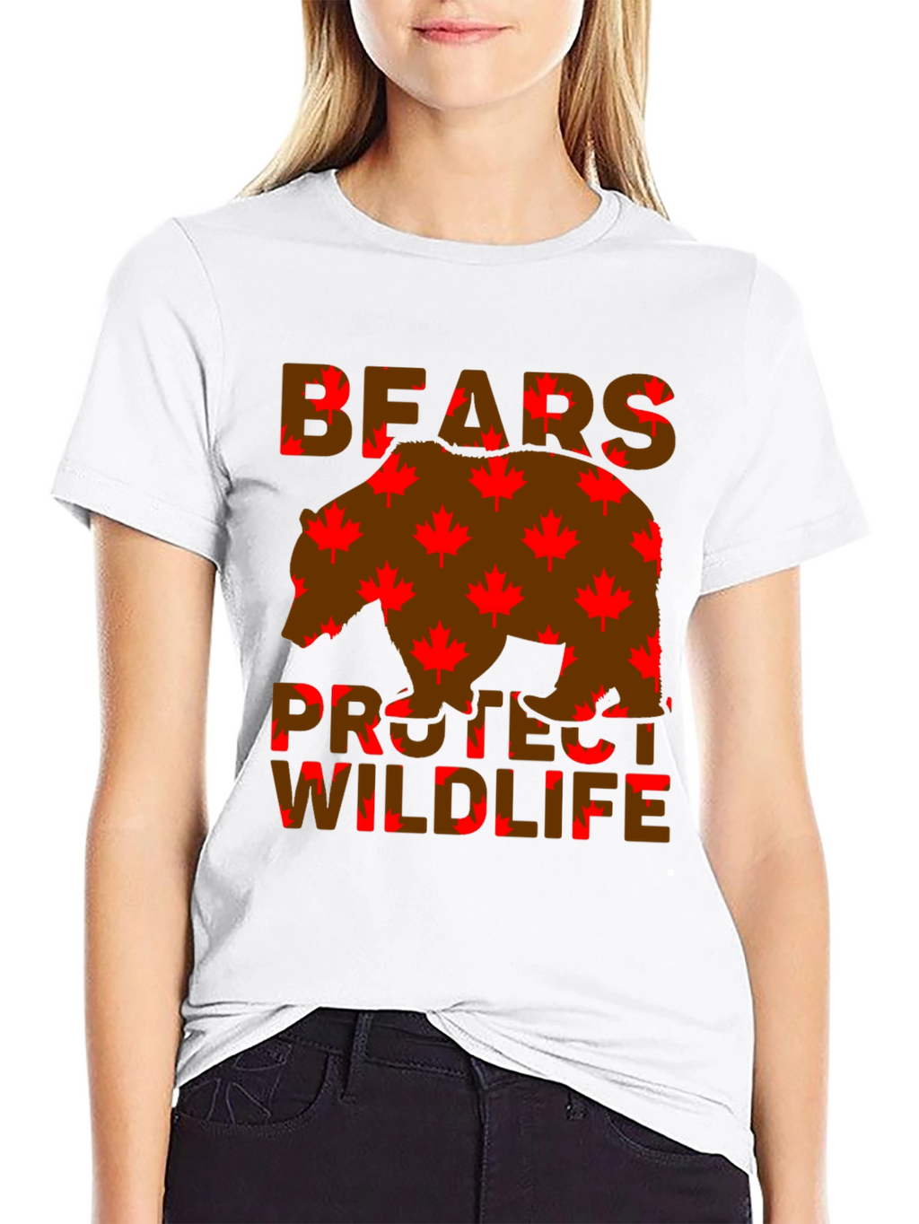 Bears Protect Wildlife Maple Leaf T-Shirt