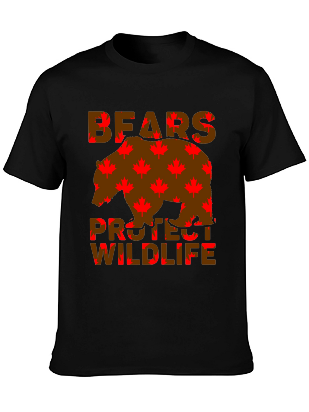 Bears Protect Wildlife Maple Leaf T-Shirt