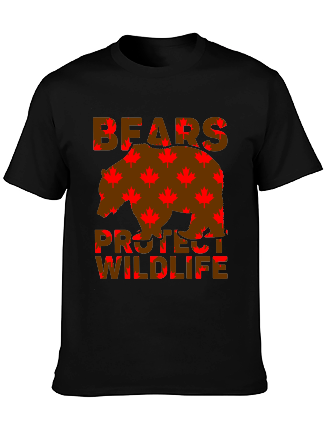 Bears Protect Wildlife Maple Leaf T-Shirt
