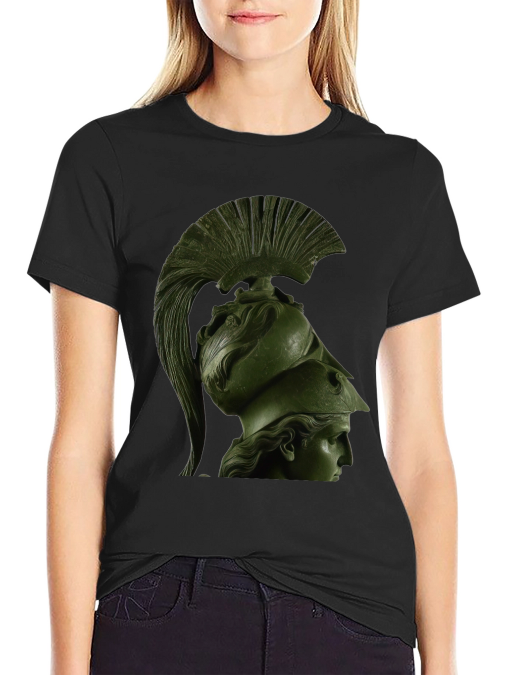 Spartan Helmet Graphic Tee - Black Cotton T-Shirt