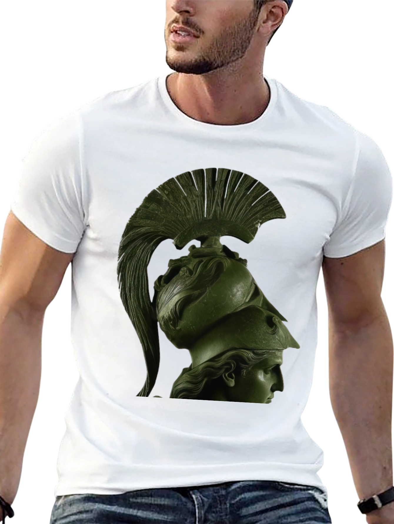 Spartan Helmet Graphic Tee - Black Cotton T-Shirt