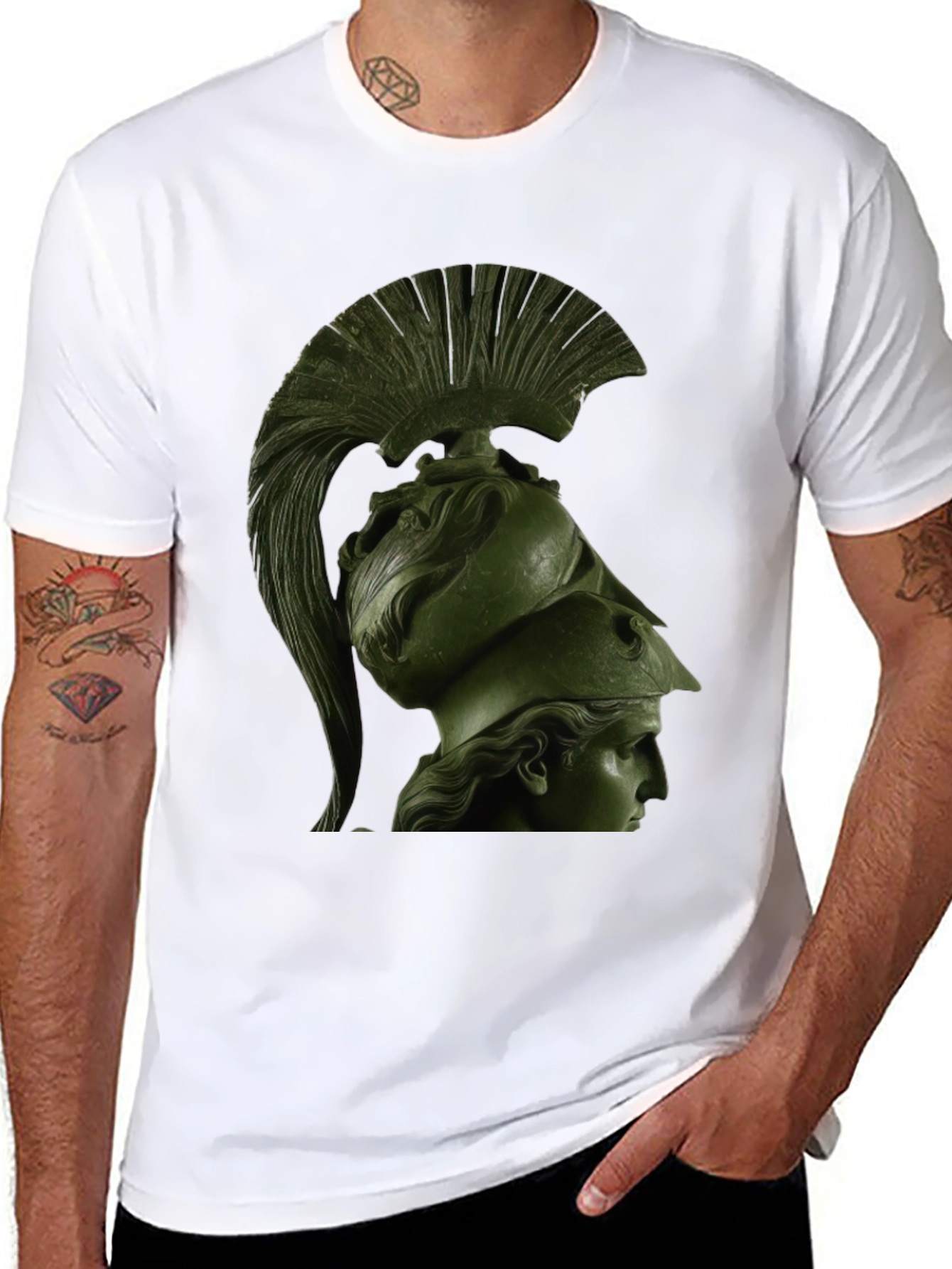 Spartan Helmet Graphic Tee - Black Cotton T-Shirt