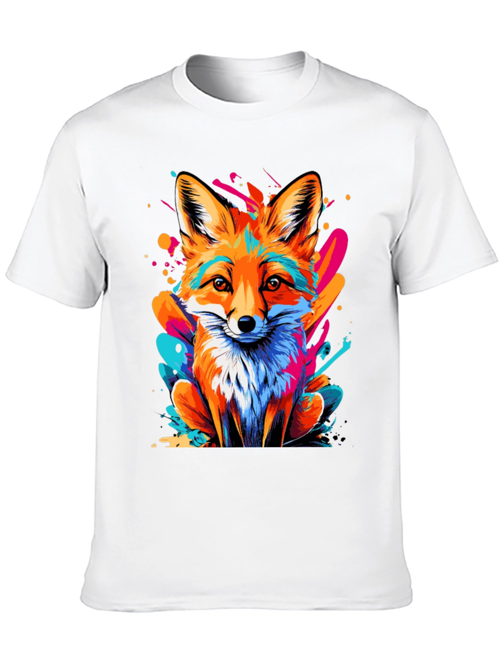 Vivid Fox Graphic Tee - Stylish Crew Neck Top