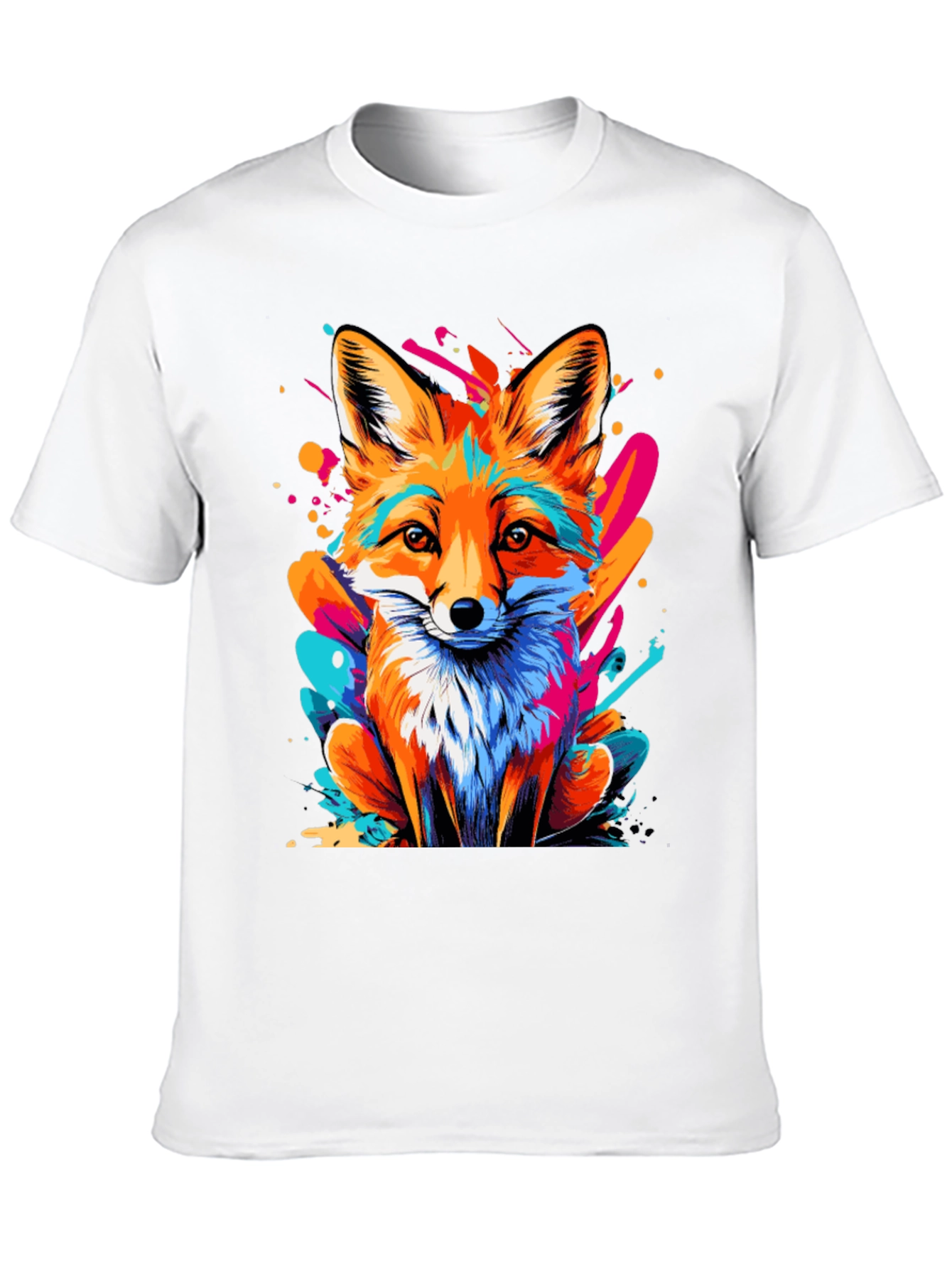 Vivid Fox Graphic Tee - Stylish Crew Neck Top