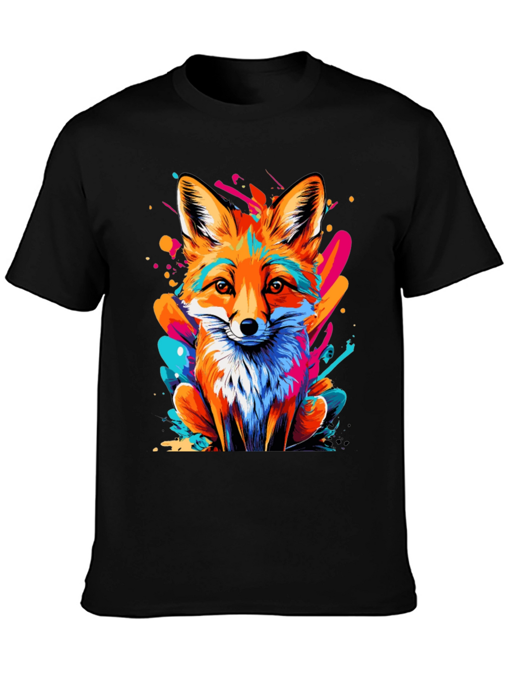 Vivid Fox Graphic Tee - Stylish Crew Neck Top