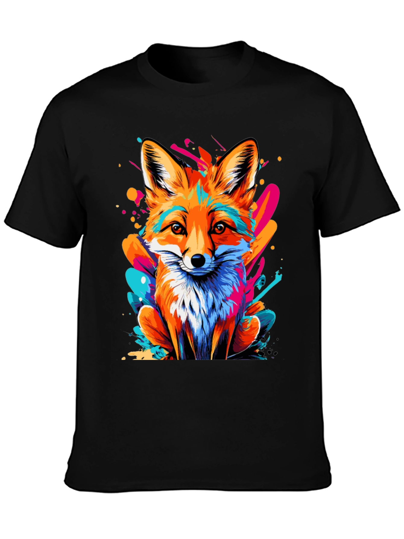 Vivid Fox Graphic Tee - Stylish Crew Neck Top