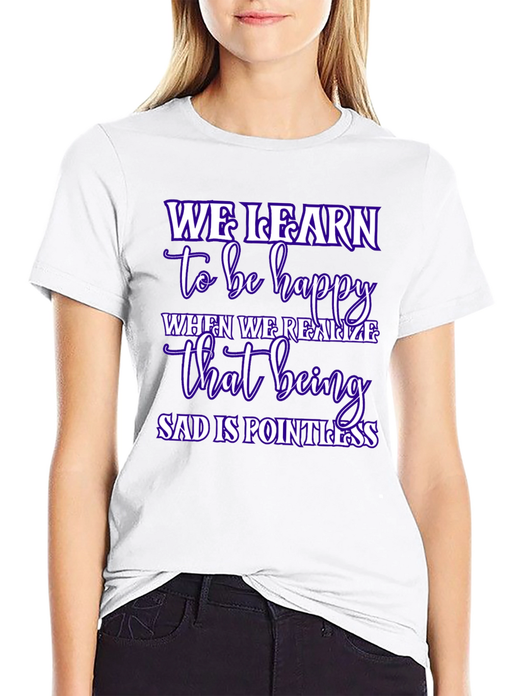 Inspirational We Learn Graphic Black T-Shirt