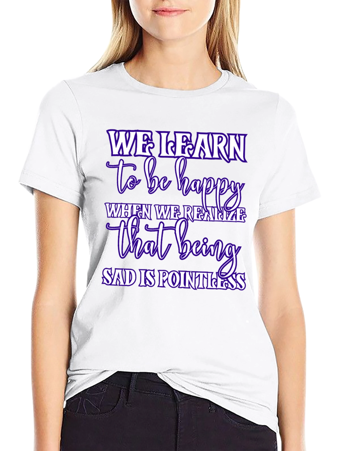 Inspirational We Learn Graphic Black T-Shirt