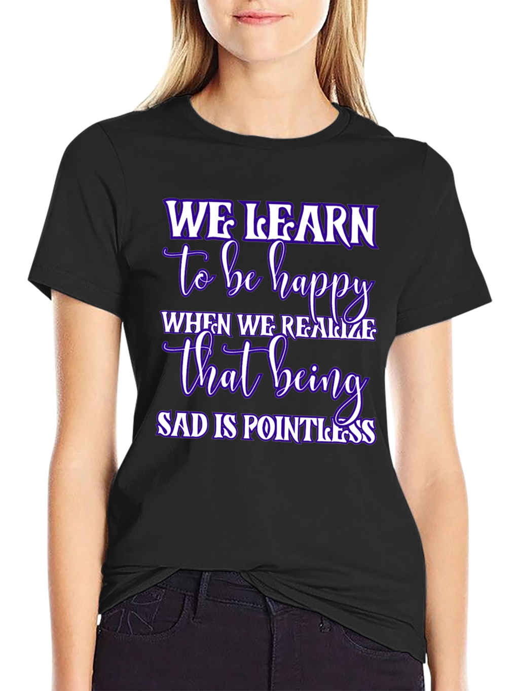 Inspirational We Learn Graphic Black T-Shirt