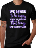 Inspirational We Learn Graphic Black T-Shirt