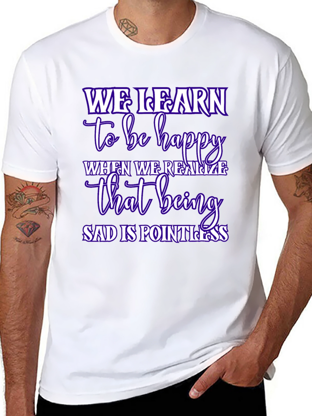 Inspirational We Learn Graphic Black T-Shirt