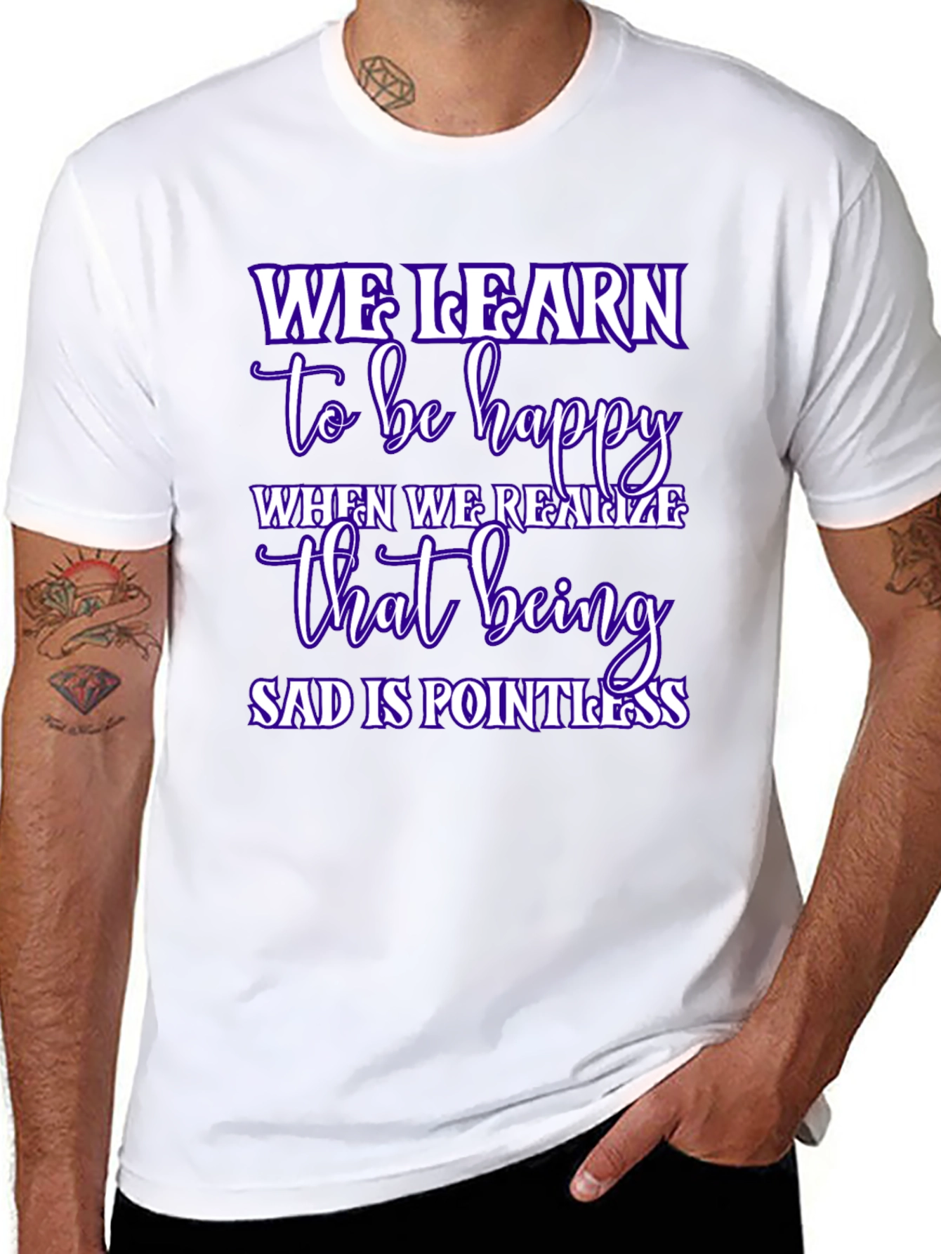 Inspirational We Learn Graphic Black T-Shirt