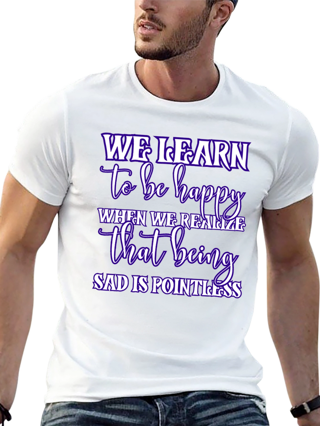 Inspirational We Learn Graphic Black T-Shirt
