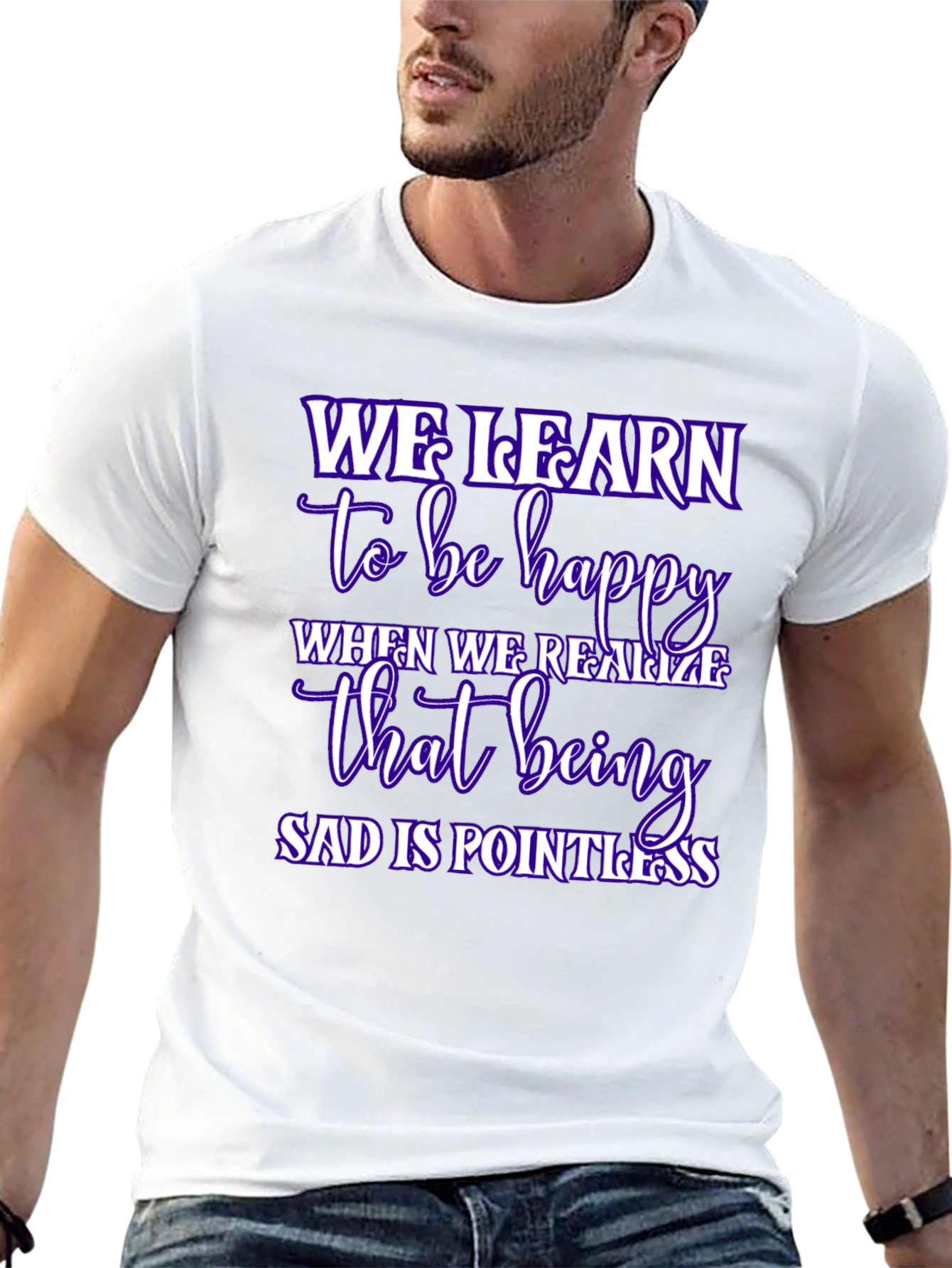 Inspirational We Learn Graphic Black T-Shirt