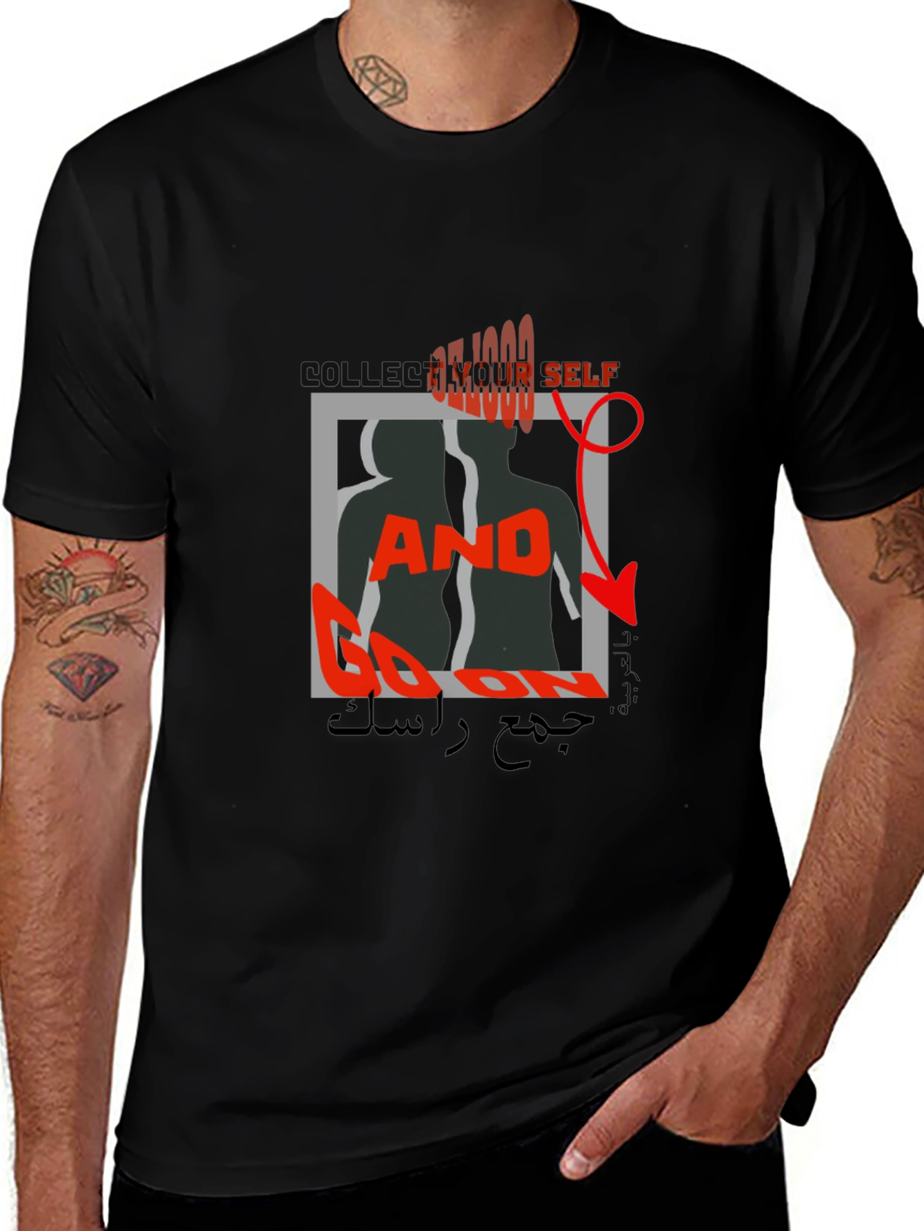 Edgy Graphic Print T-Shirt - Collect Yourself & Go On