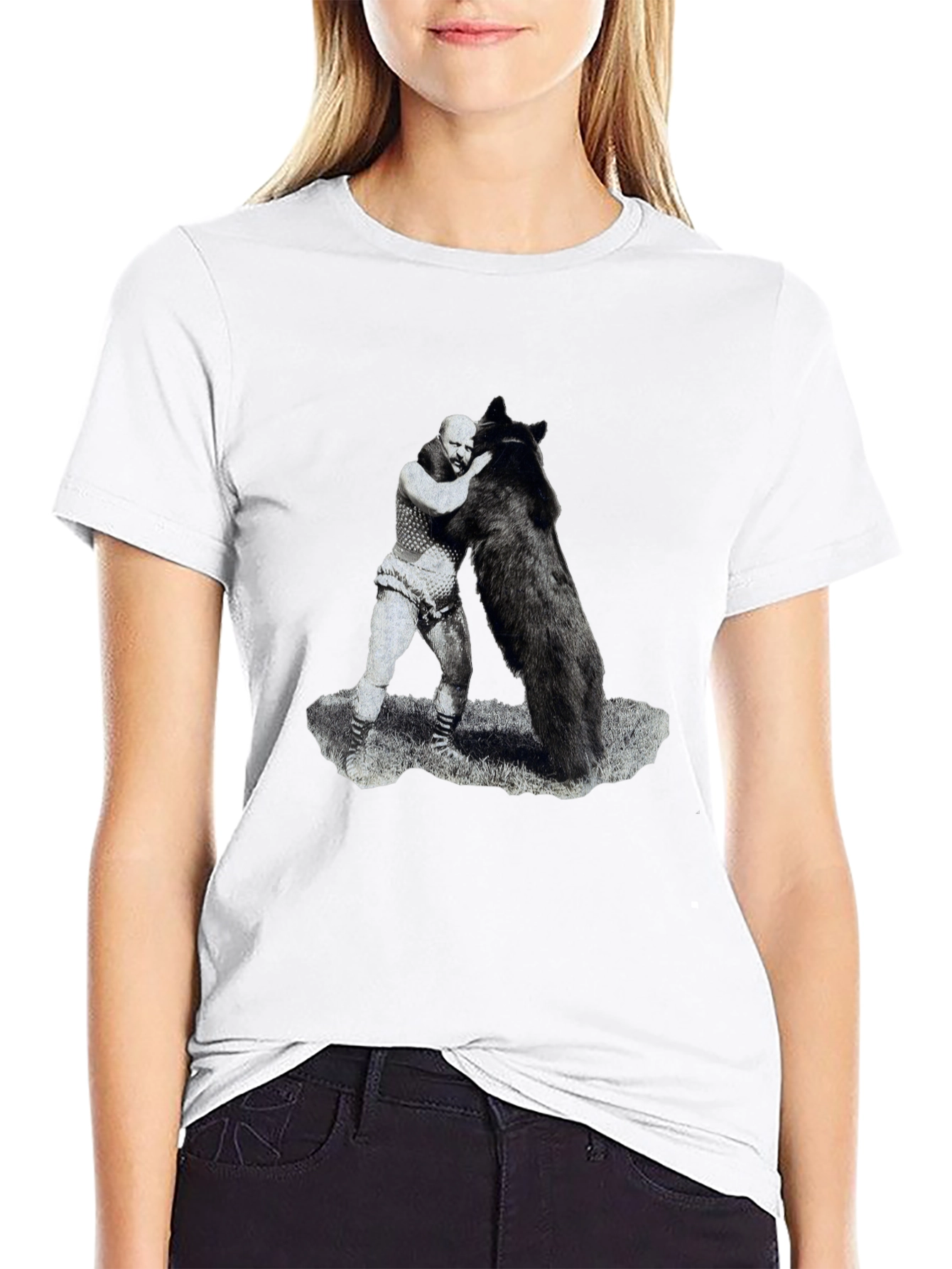 Man vs Bear Graphic T-Shirt - Black