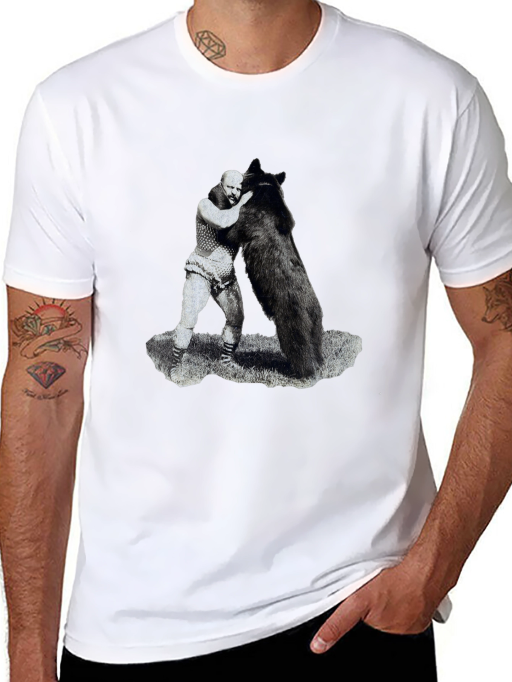 Man vs Bear Graphic T-Shirt - Black
