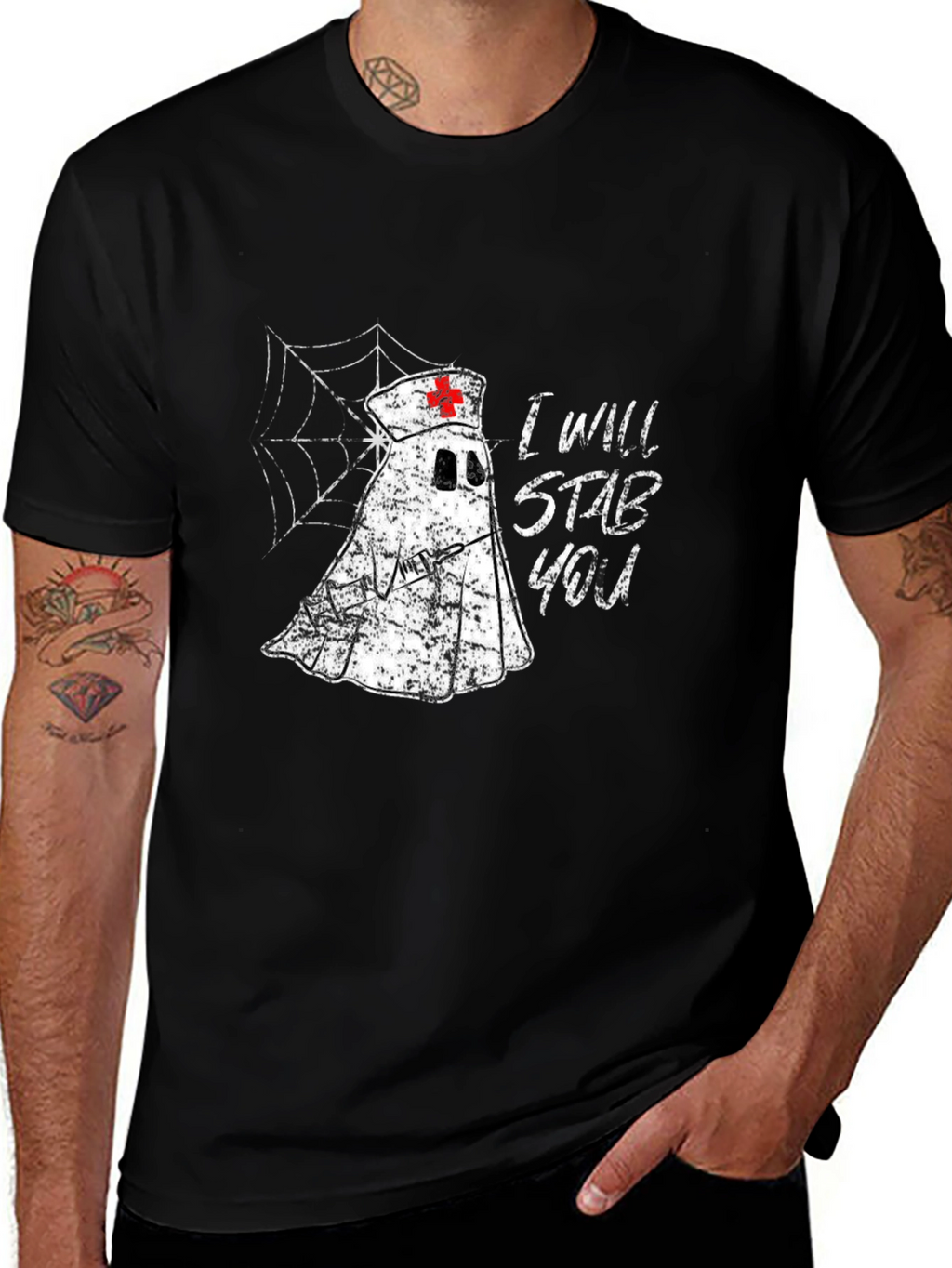 Nurse Ghost T-Shirt: I Will Stab You Halloween Tee