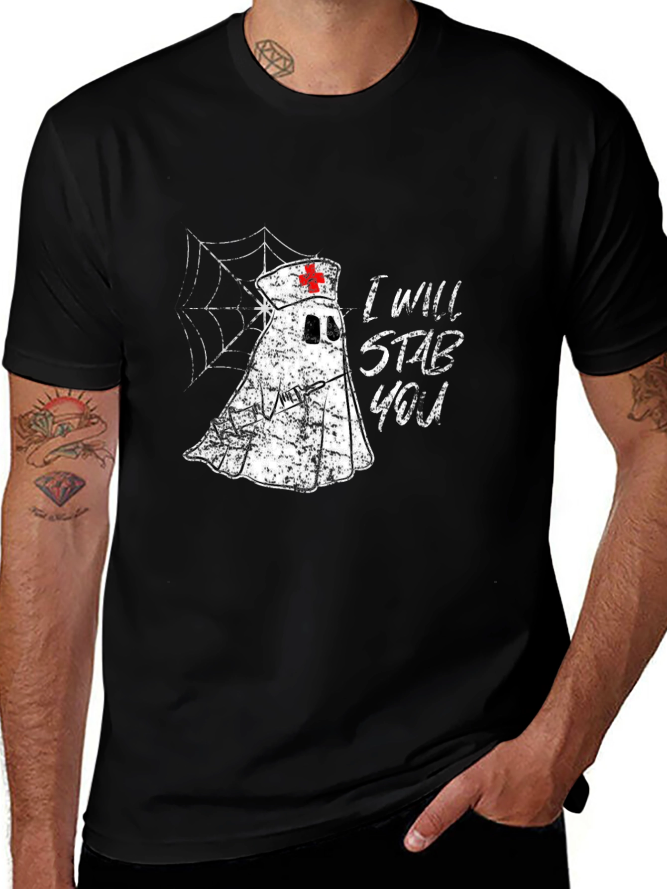 Nurse Ghost T-Shirt: I Will Stab You Halloween Tee