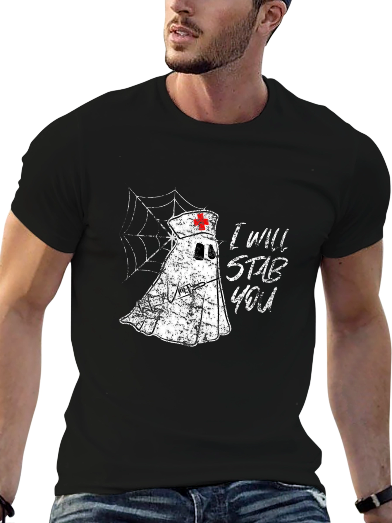 Nurse Ghost T-Shirt: I Will Stab You Halloween Tee