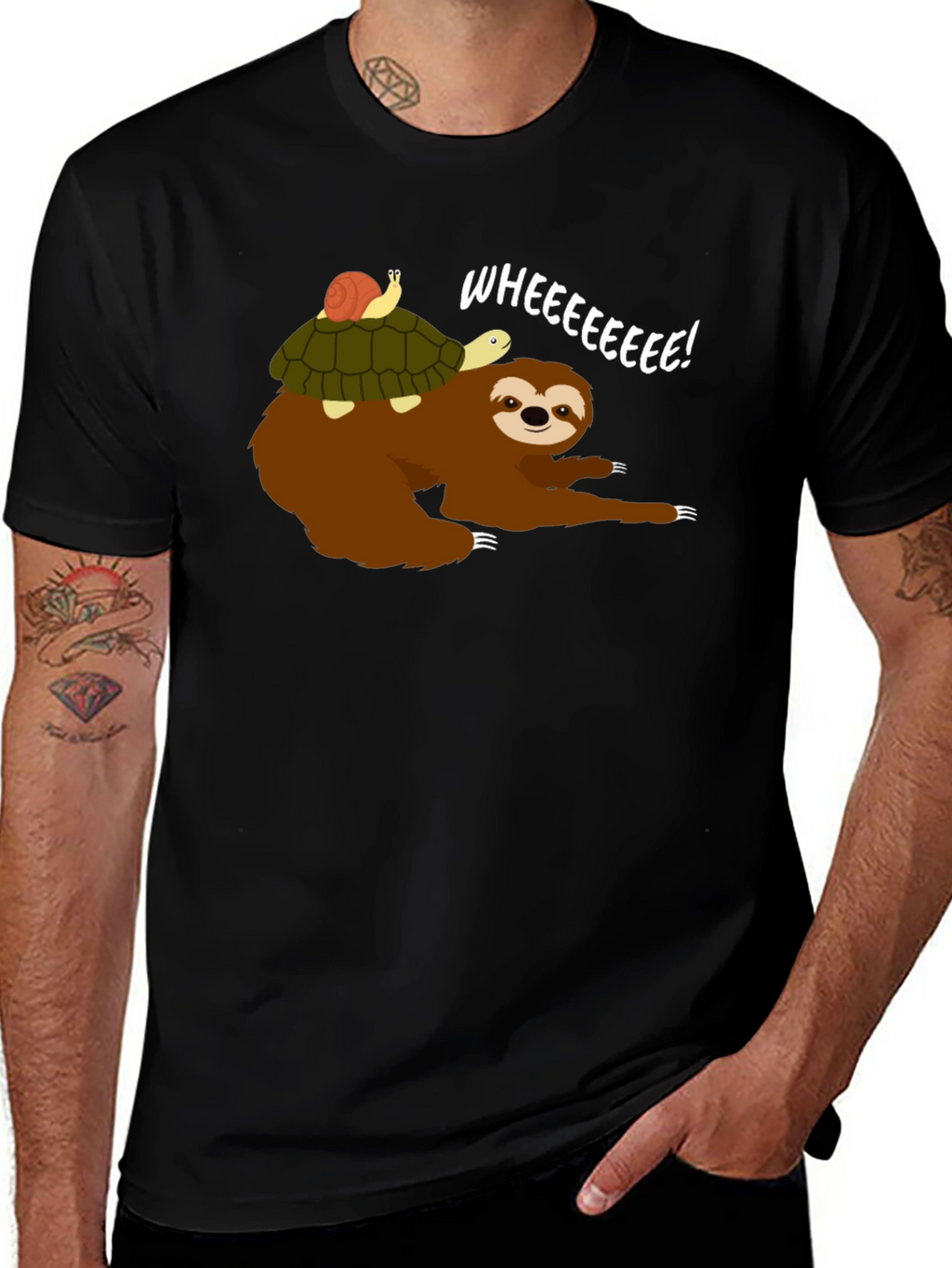 Sloth Turtle and Snail Tee: Wheeeeeeee!