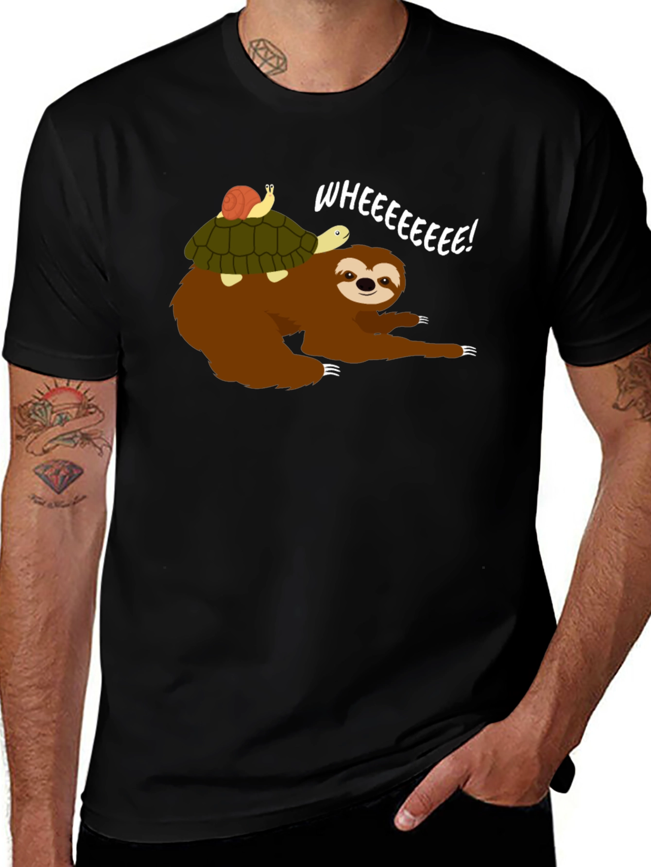 Sloth Turtle and Snail Tee: Wheeeeeeee!